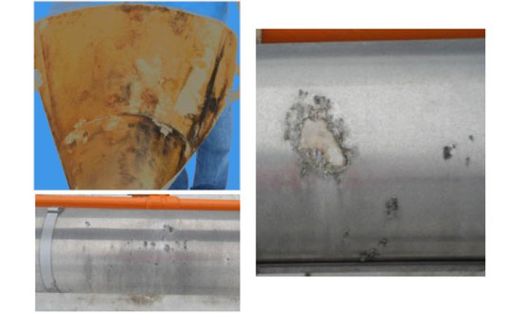 Figure 6: Images of real-world interior surface metal jacket corrosion.